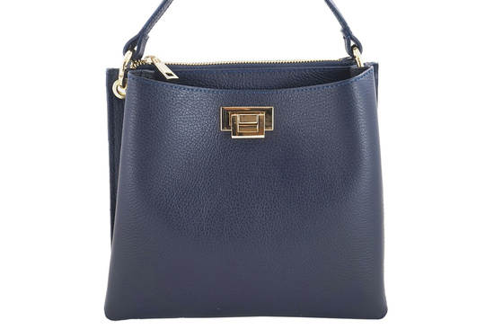 Klasyczna listonoszka ze skóry naturalnej - Granatowa