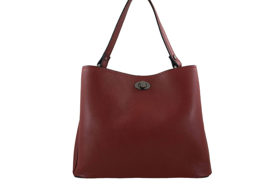 Kuferek skórzany z ozdobnym zapięciem - Czerwony