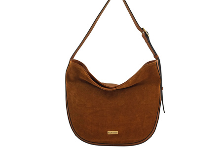 Duża torebka zamszowa na ramię - Brązowa jasna