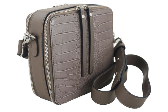 Listonoszka CROCO z szerokim paskiem - Beżowa ciemna 