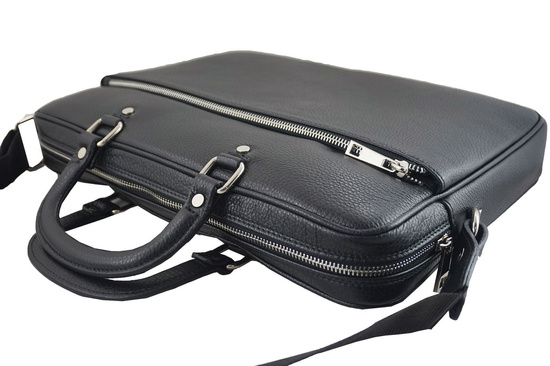 Skórzana torba męska CASUAL - Czarna