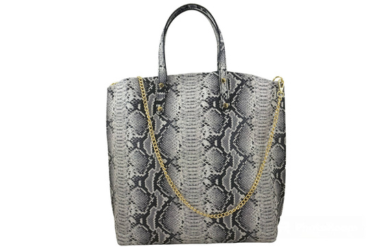 Torebka shopper z kolorowym nadrukiem - Beżowa 