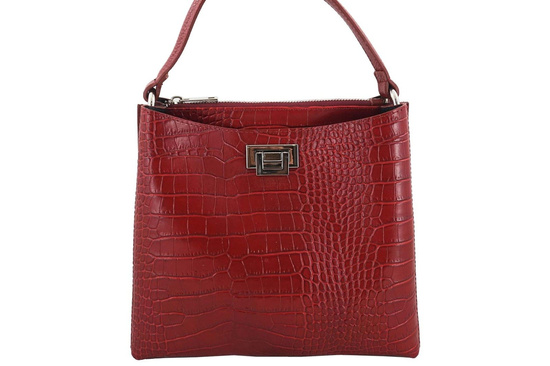 Modna torebka ze skóry CROCO - Czarna