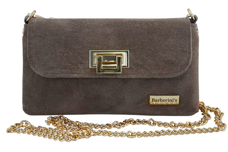 Zamszowa kopertówka na łańcuszku Barberinis - Beżowa ciemna
