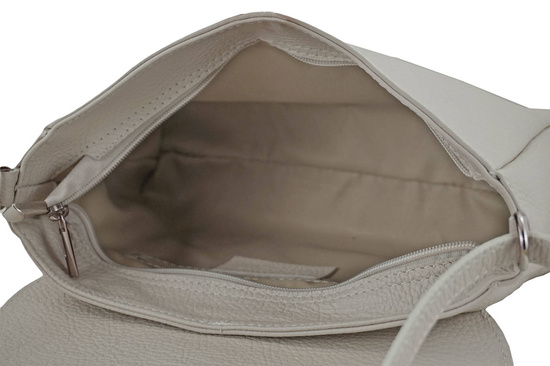 Prostokątna torebka z ozdobną klapką - Beżowa jasna 