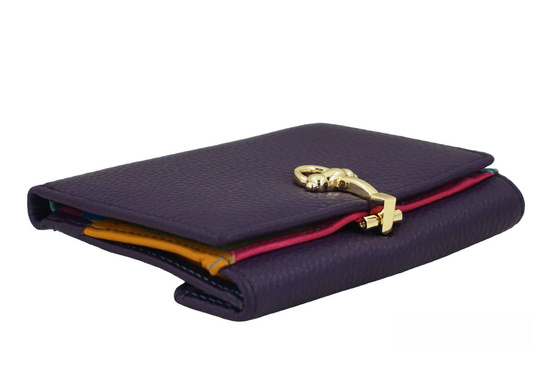 Elegancki portfel ze złotym zapięciem - Fioletowy