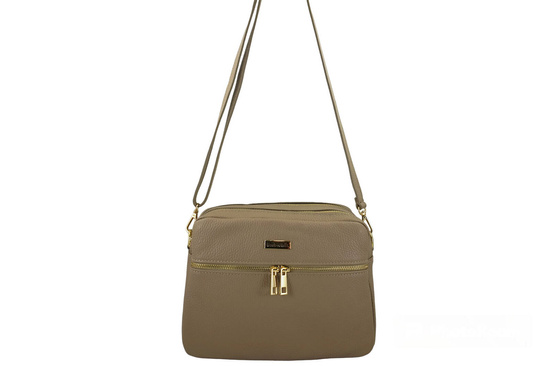 Pojemna torebka skórzana dwukomorowa - Beżowa 