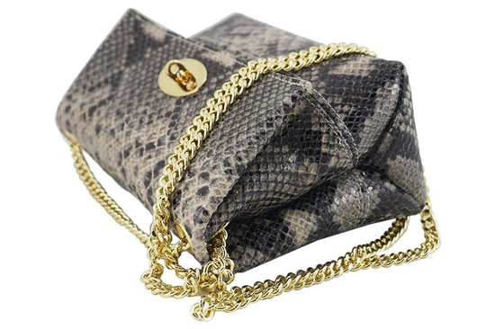 Listonoszka skórzana na łańcuszku - Czarna