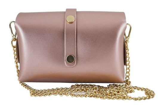 Modna listonoszka wizytowa skórzana - Różowa pudrowa 