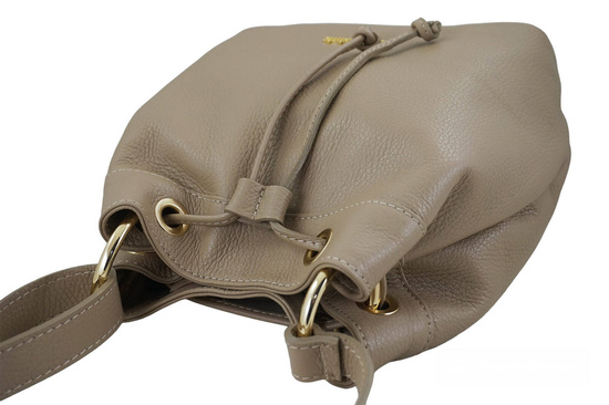 Torebka skórzana / mini worek - Beżowa 