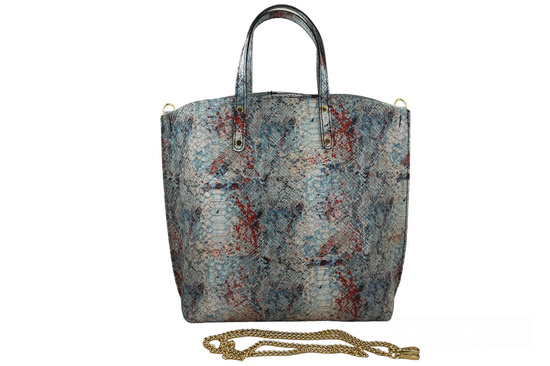 Torebka shopper z kolorowym nadrukiem - Biała 