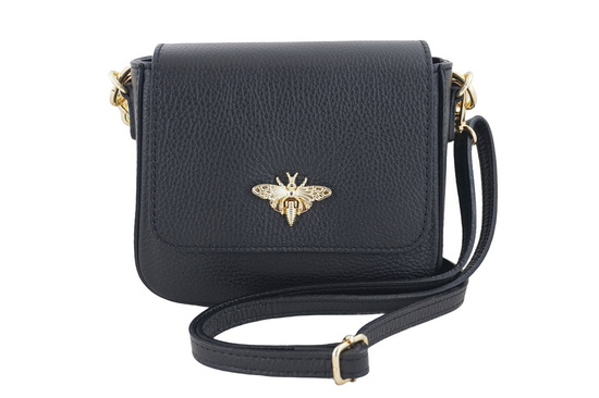 Modna torebka skórzana ze złotym łańcuszkiem - Czarna 