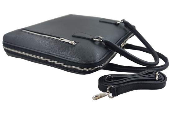 Skórzana torba na laptopa Casual - Bordowa 