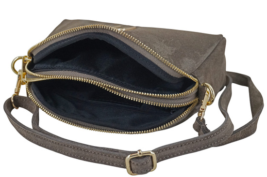 Mała torebka zamszowa wieczorowa - Beżowa ciemna 