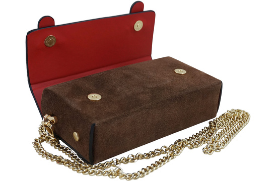 Zamszowa torebka Barberinis wizytowa - Brązowa  