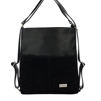 Torebka plecak z zamszem - Czarna 