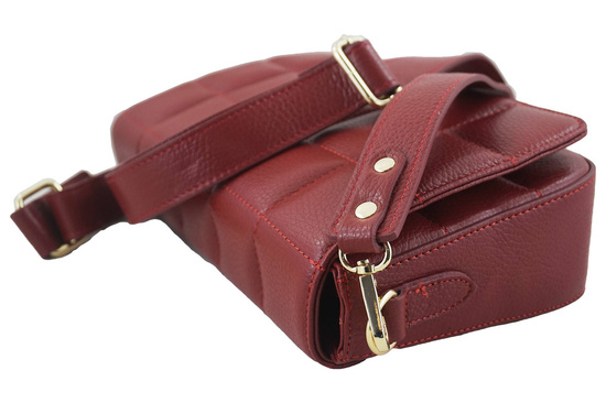 Modna torebka pikowana skórzana - Czerwona