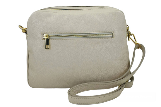 Pojemna torebka skórzana dwukomorowa - Beżowa jasna