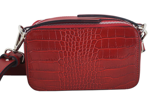 Mała skórzana listonoszka CROCO - Czarna