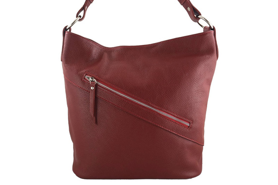 Duży worek na ramię skórzany A4 - Szary ciemny 