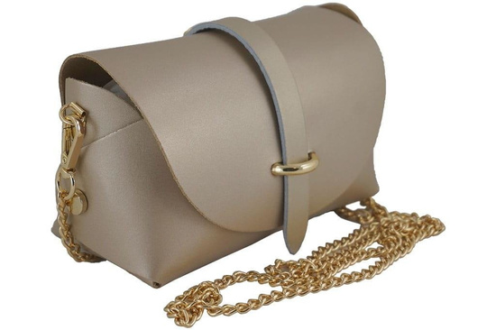 Modna listonoszka wizytowa skórzana - Różowa pudrowa 