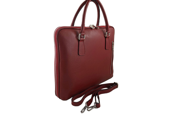 Skórzana torba na laptopa Casual - Czerwona 