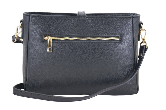 Torebka skórzana z ozdobnym frędzlem - Czarna