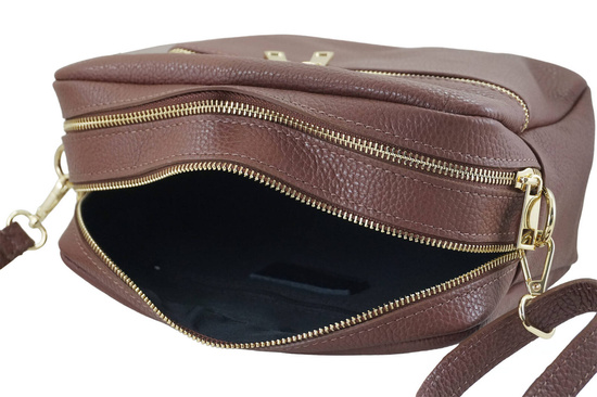 Pojemna torebka skórzana dwukomorowa - Brązowa 