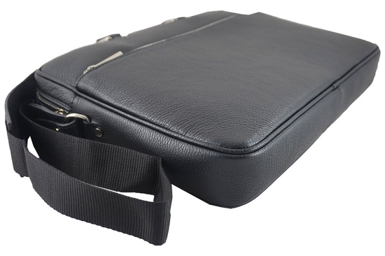 Skórzana torba męska CASUAL - Czarna