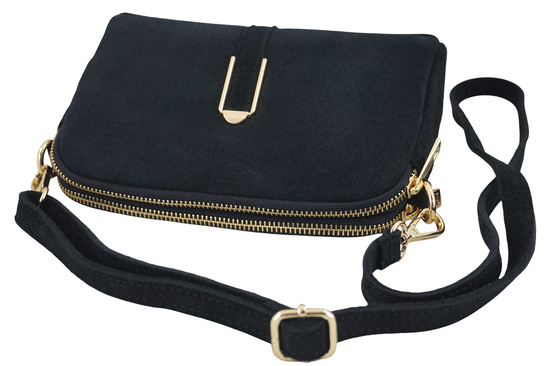 Mała torebka zamszowa wieczorowa - Czarna 