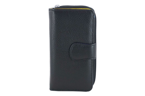 Kolorowy portfel skórzany damski - Czarny