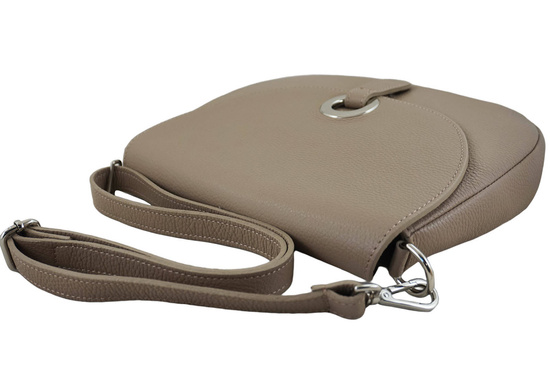 Duża torebka listonoszka ze skóry - Beżowa