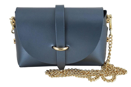 Modna listonoszka wizytowa skórzana - Różowa pudrowa 