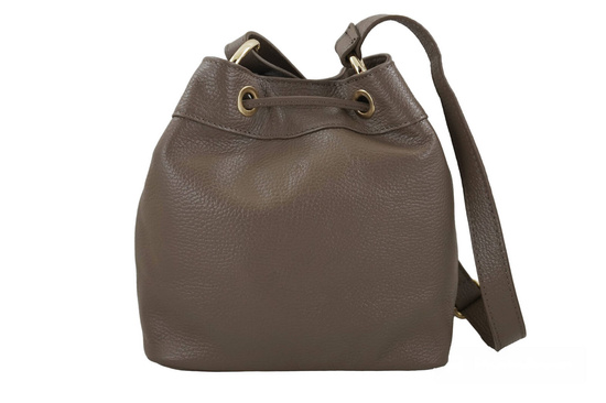 Torebka skórzana / mini worek - Beżowa ciemna