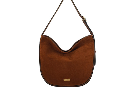 Duża torebka zamszowa na ramię - Brązowa