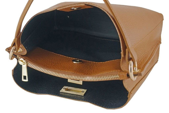 Klasyczna listonoszka ze skóry naturalnej - Granatowa