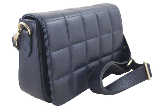 Modna torebka pikowana skórzana - Granatowa 