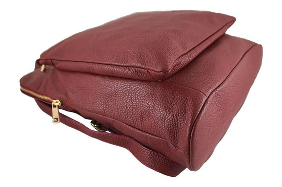 Modny plecak skórzany - Barberini's - Bordowy 