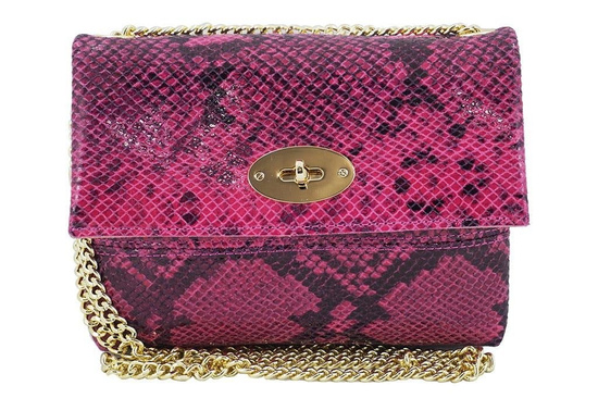 Listonoszka skórzana na łańcuszku - Czarna