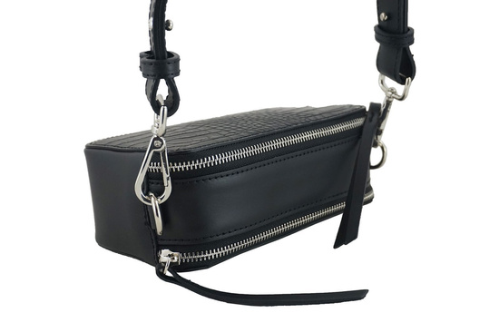 Mała skórzana listonoszka CROCO - Brązowa jasna 