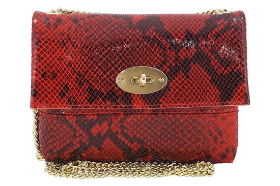 Listonoszka skórzana na łańcuszku - Czarna