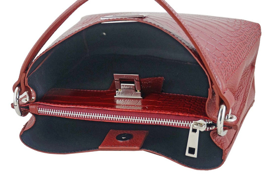 Modna torebka ze skóry CROCO - Czarna