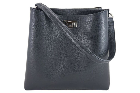 Duża torba damska skórzana na ramię - Brązowa