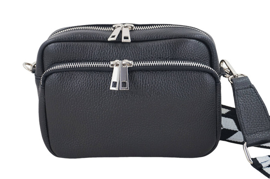 Torebka damska z ozdobnym paskiem - Czarna