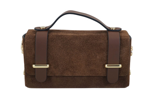 Zamszowa torebka Barberinis wizytowa - Brązowa  