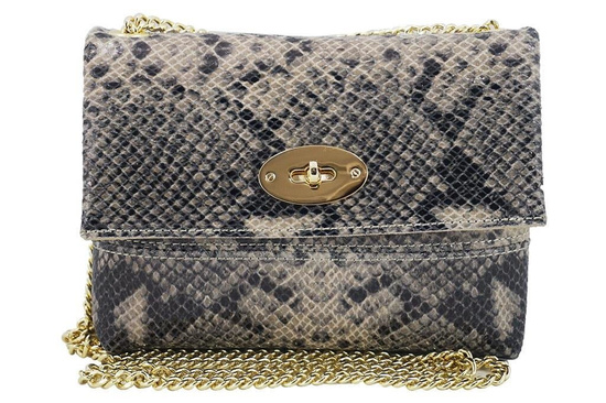 Listonoszka skórzana na łańcuszku - Czarna