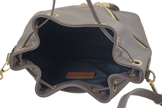 Torebka damska - worek z frędzlami - Szara 