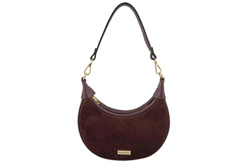 Subtelna mini torebka z miękkim zamszem i złotymi detalami - Bordowa