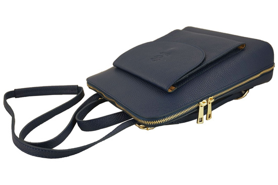 Plecak skórzany / listonoszka - Casual 2w1 - Szary 