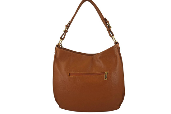 Duża i elegancka torebka skórzana - Brązowa jasna 